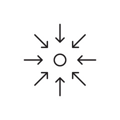 Arrow and point symbolising. vector flat black linear illustration for web and app..eps