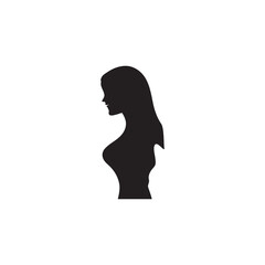 Woman silhouette, side view, vector flat black trendy style illustration for web and app..eps
