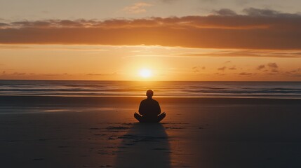 Serene Sunset Meditation by the Peaceful Ocean Shoreline