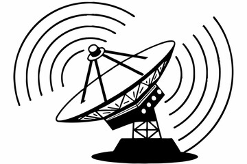 satellite dish on blue sky background