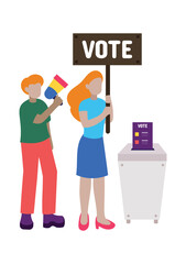 Voting Activity in Flat Design Illustration