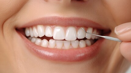 Fototapeta premium Senior Woman Receiving Dental Treatment with Veneers and Care