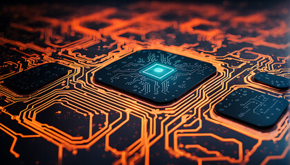 abstract ai design on a tech circuit grid
