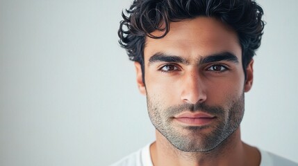 Portrait of a Handsome Man Gazing Confidently at the Camera