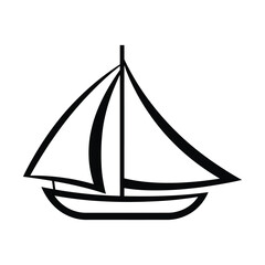 Sailboat icon, silhouette, outline, vector, illustration isolated on a white background