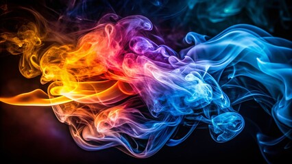 Macro Smoke Photography: Spotlight on Black Background, Dramatic Lighting, Abstract Smoke Art, Close-up Smoke Images, Detailed Smoke Texture