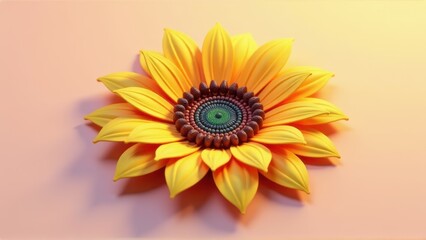 Fototapeta premium Vibrant Sunflower on Peach Background