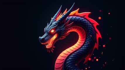 Obraz premium Fiery Dragon Head and Neck