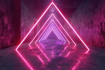 abstract geometric background with neon lights. 3d illustration, 3d rendering
