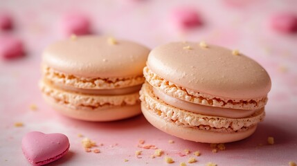Fototapeta premium Delicious pink macarons bakery food photography sweet treats