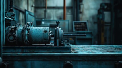 Vintage Industrial Machinery in a Dark Workshop