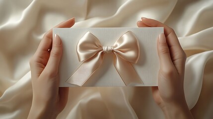 Gift presentation with elegant ribbon home setting still life