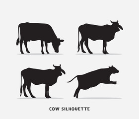vector hand drawn cow silhouette isolated on white background