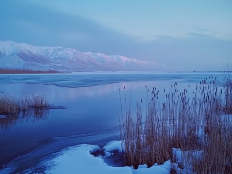 Akhtamar Island Surrounded by a Frozen Lake