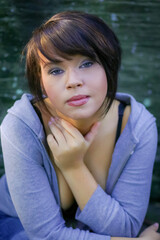 portrait of a beautiful woman, intense look