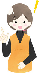 ひらめいた妊婦の水彩風イラスト