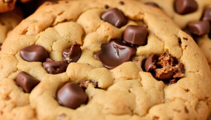 Close-up of delicious chocolate chip cookies.