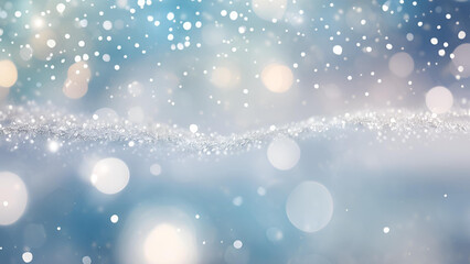 An enchanting winter scene characterized by a bokeh effect, showcasing delicate snowfall and twinkling lights