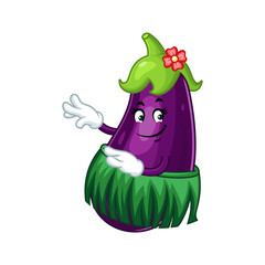 Eggplant hula dancer cartoon character.