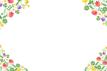 カラフルな春の花の背景フレーム素材