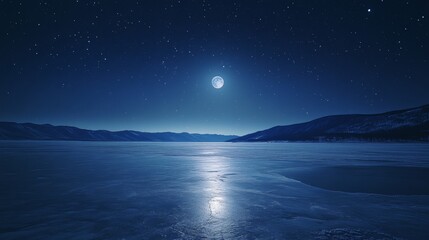 Fototapeta premium Frozen Lake Baikal at Night