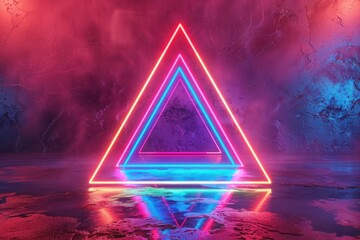 glowing neon triangle. 3d illustration background new quality universal colorful joyful stock image
