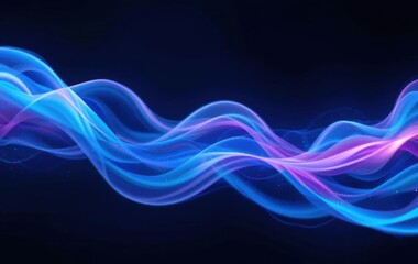Abstract Blue and Pink Flowing Waves on Dark Background