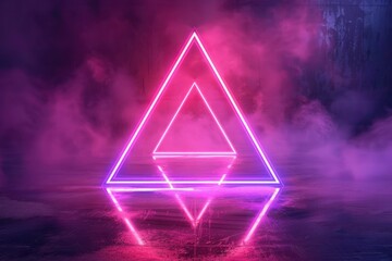 Glowing neon triangle abstract background. 3d rendering, 3d illustration.