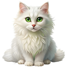 Fluffy Cartoon Kitten with Blue Eyes with transparent background