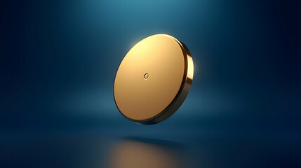 Gleaming golden disc against a deep blue backdrop.  A study in contrast and elegant simplicity.  Captivating minimalism.