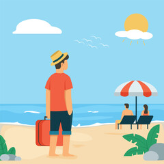 illustration on holiday at the beach