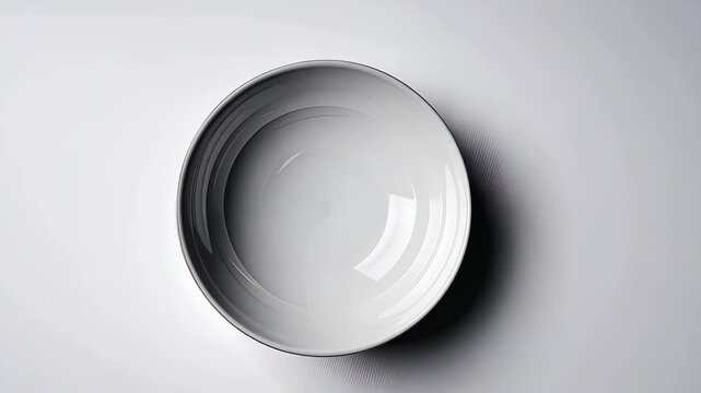 Simple, realistic illustration of a ceramic plate from above on white background.