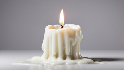 A Serene White Melting Candle Isolated on a Soft Background Creating a Tranquil Atmosphere