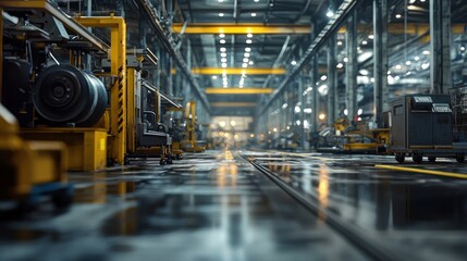Fototapeta premium Industrial Factory Interior: A Glimpse into Manufacturing