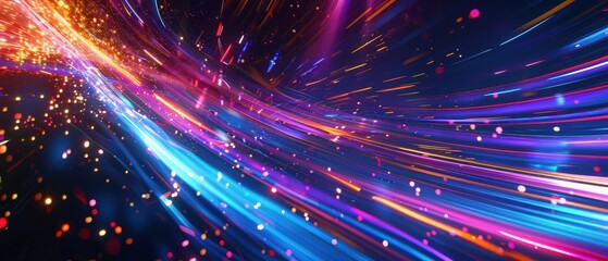 Abstract night lights lines motion background,Abstract blur messy light trail.