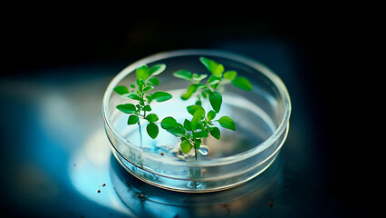 A small plant in a glass container. Jar plant black background green leaf branch. A green leaf plant with a lifestyle branch.