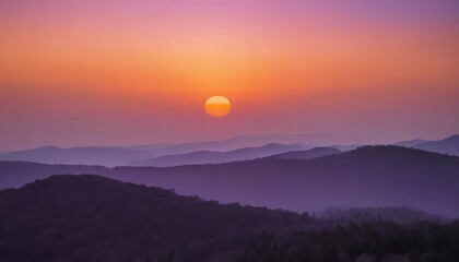 Majestic Sunset Over Purple Mountain Ranges