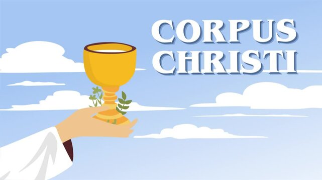 happy corpus christi day with gold colored trophy