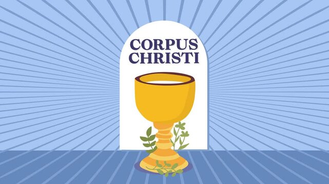 happy corpus christi day with gold colored trophy