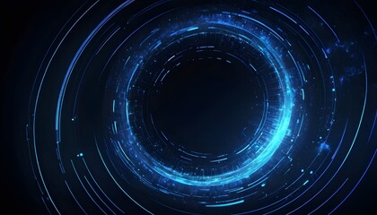 Abstract Blue And Purple Glowing Neon Energy Laser Lines Flying On A Black Background