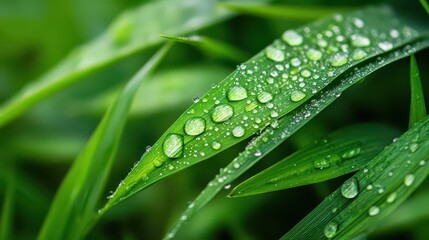 On the slender blades of grass, dewdrops glisten. These minuscule droplets, like delicate jewels, are a transient beauty of nature. They capture the essence of early morning freshness and the ephemera