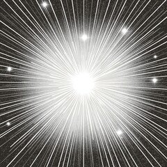 Obraz premium Bright white light radiates outwards. Starlight bursts from center. Abstract design with radiating lines. Powerful light explosion. Cosmic illustration. Suitable for space, celebration, abstract