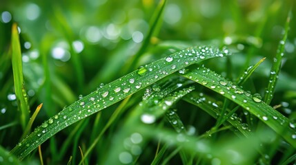 On the slender blades of grass, dewdrops glisten. These minuscule droplets, like delicate jewels, are a transient beauty of nature. They capture the essence of early morning freshness and the ephemera
