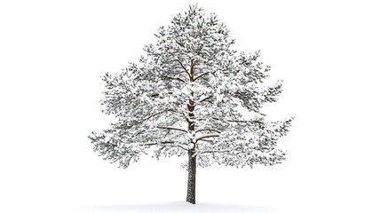 Obraz premium pine tree with snow-covered branches isolated on white background