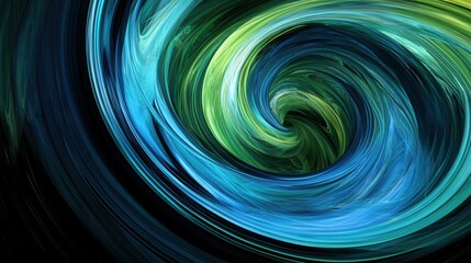 Fototapeta premium Abstract Swirling Vortex of Teal, Green, and Blue Dynamic Energy and Motion Background Image