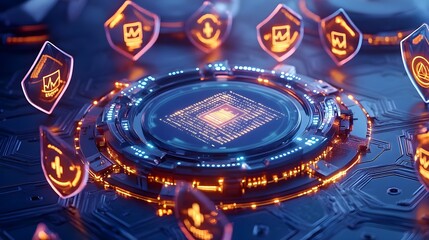 Fototapeta premium cyber security shield data protection - cybersecurity & data privac.