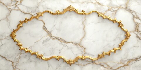 Elegant golden frame resting on a pristine white marble background