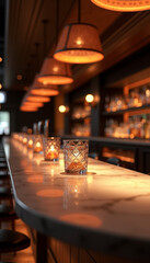 Warm and inviting bar atmosphere with dim lighting and elegant decor