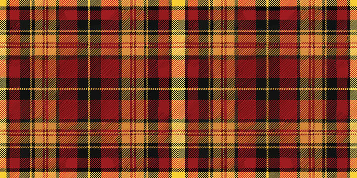 Bold red, black, and yellow plaid pattern, evoking a classic and cozy vibe.