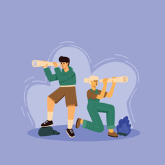 illustration of a person using binoculars